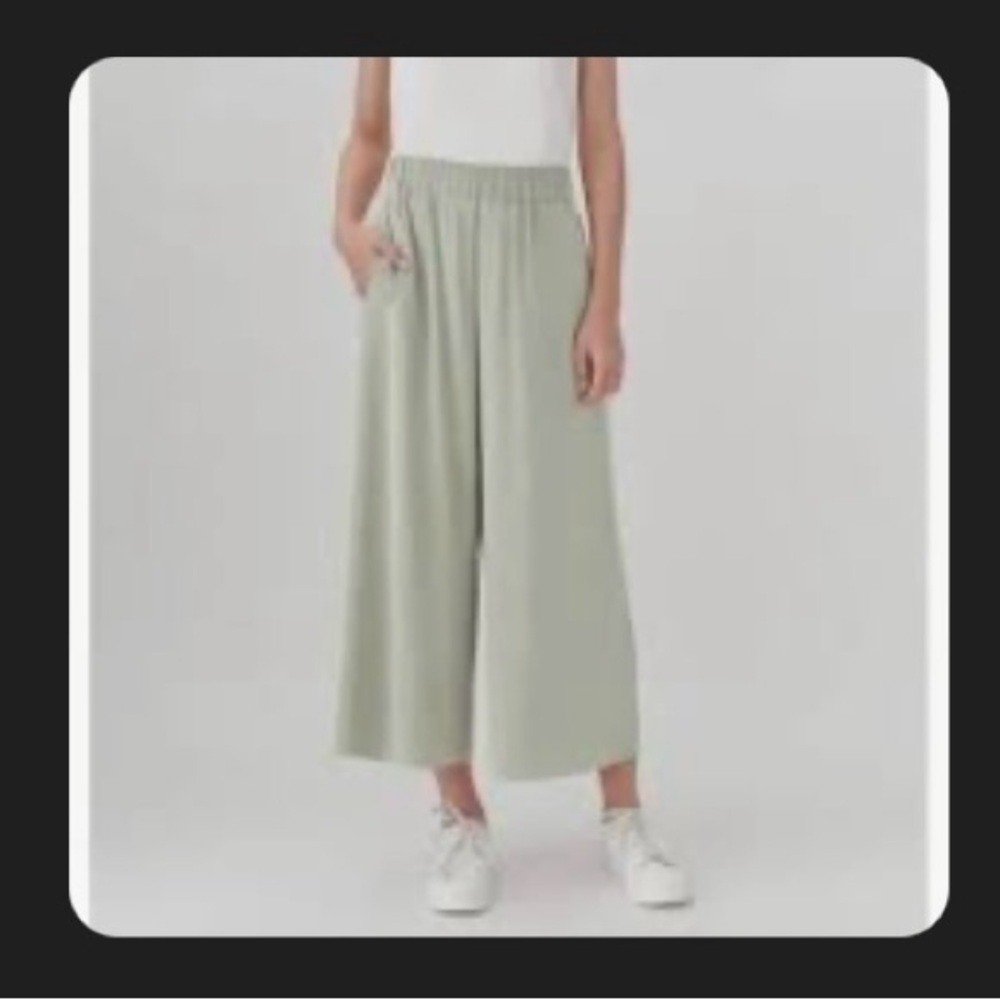 NWT- Cuyana - Washable Silk Wide-Leg Cropped Pant